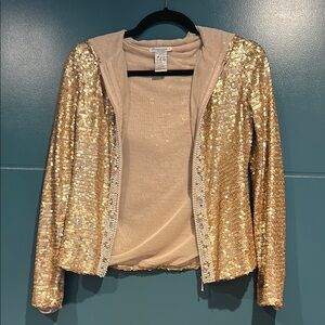 Vintage  Gold Sequin Zip-Up Hoodie